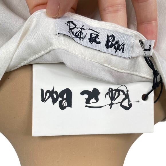 Rat & Boa NWT Rare Ivory Satin Lace Up Crossover Wrap Tunic Top SZ L - Picture 6 of 10